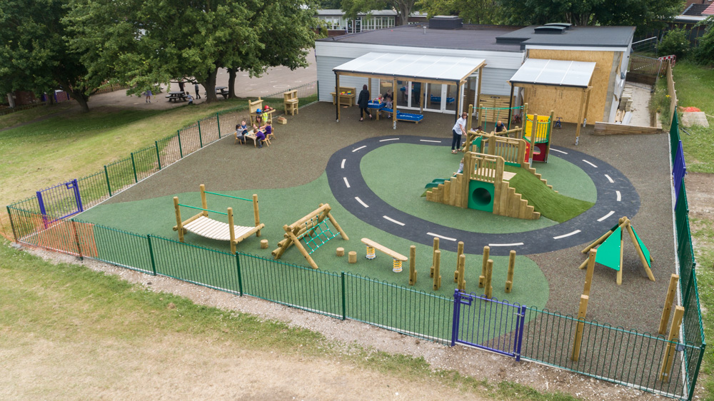 Aerial view of outdoor EYFS area in London